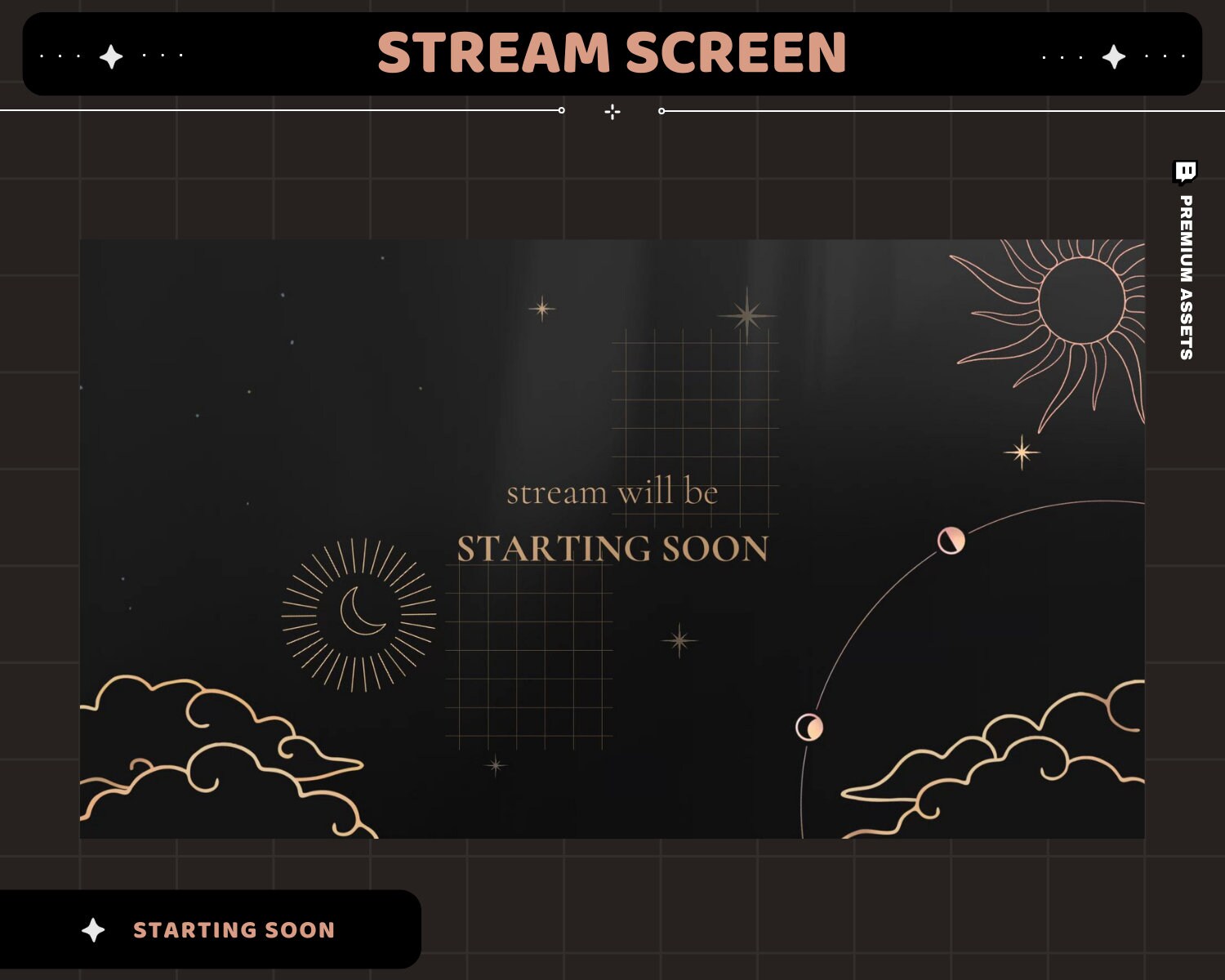 Black Space Animated Stream Screens: Lofi Cosmic Overlay (WEBM, PNG)