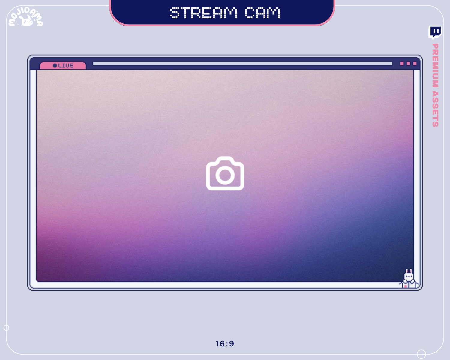 Cam Overlay Twitch Animation Bunny Animated Cute Rabbit 16:9 Stream Frame Youtube Streaming Cat Frame Just Chatting Gaming Vtubber Bundle