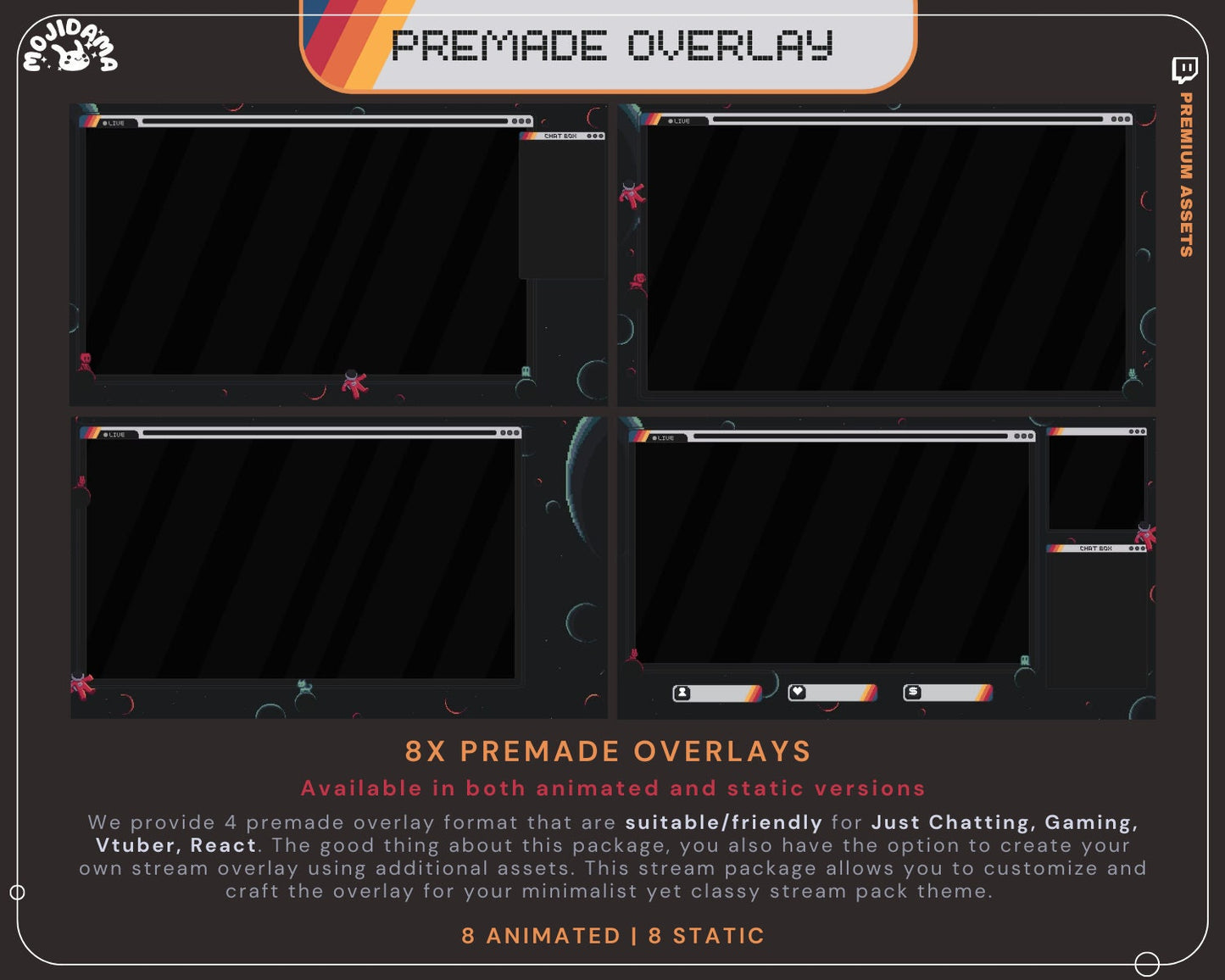Space Twitch Stream Pack Animation: Y2K Galaxy Animated Overlays Streaming Vtuber Kick Youtube Obs