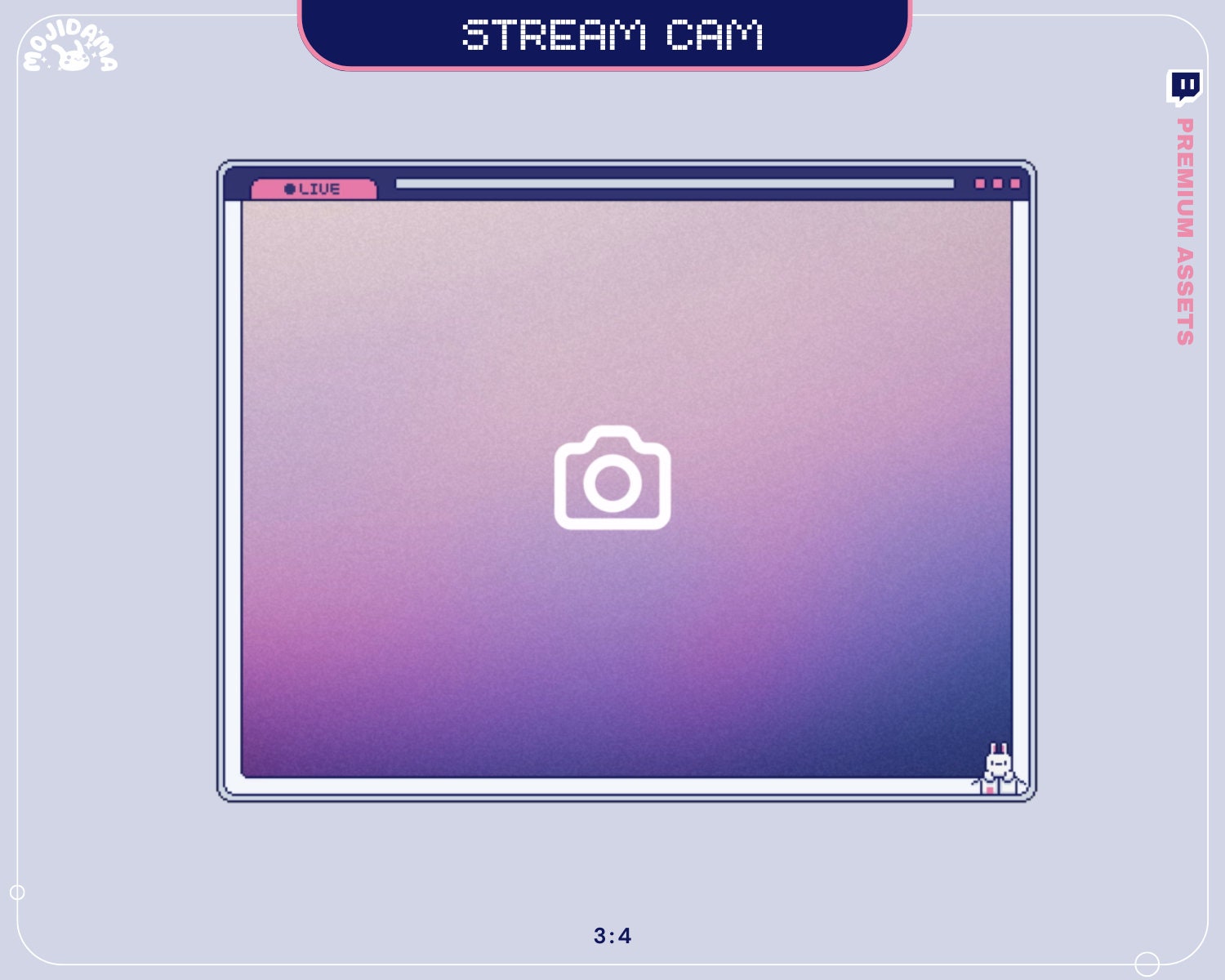 Cam Overlay Twitch Animation Bunny Animated Cute Rabbit 16:9 Stream Frame Youtube Streaming Cat Frame Just Chatting Gaming Vtubber Bundle