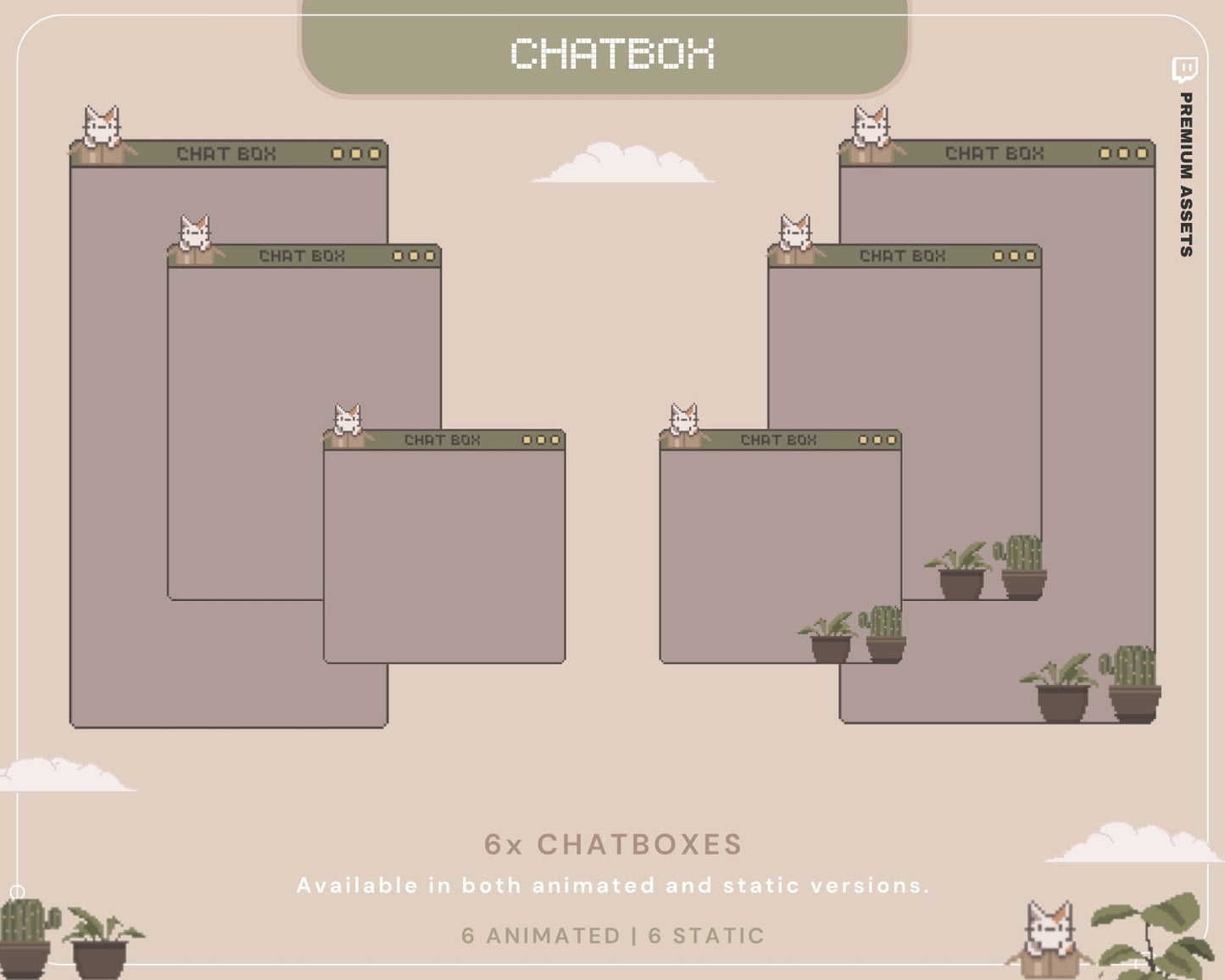 Animated Cat Chatbox Overlay: Lofi Cottagecore Streamer Design (Digital Download)