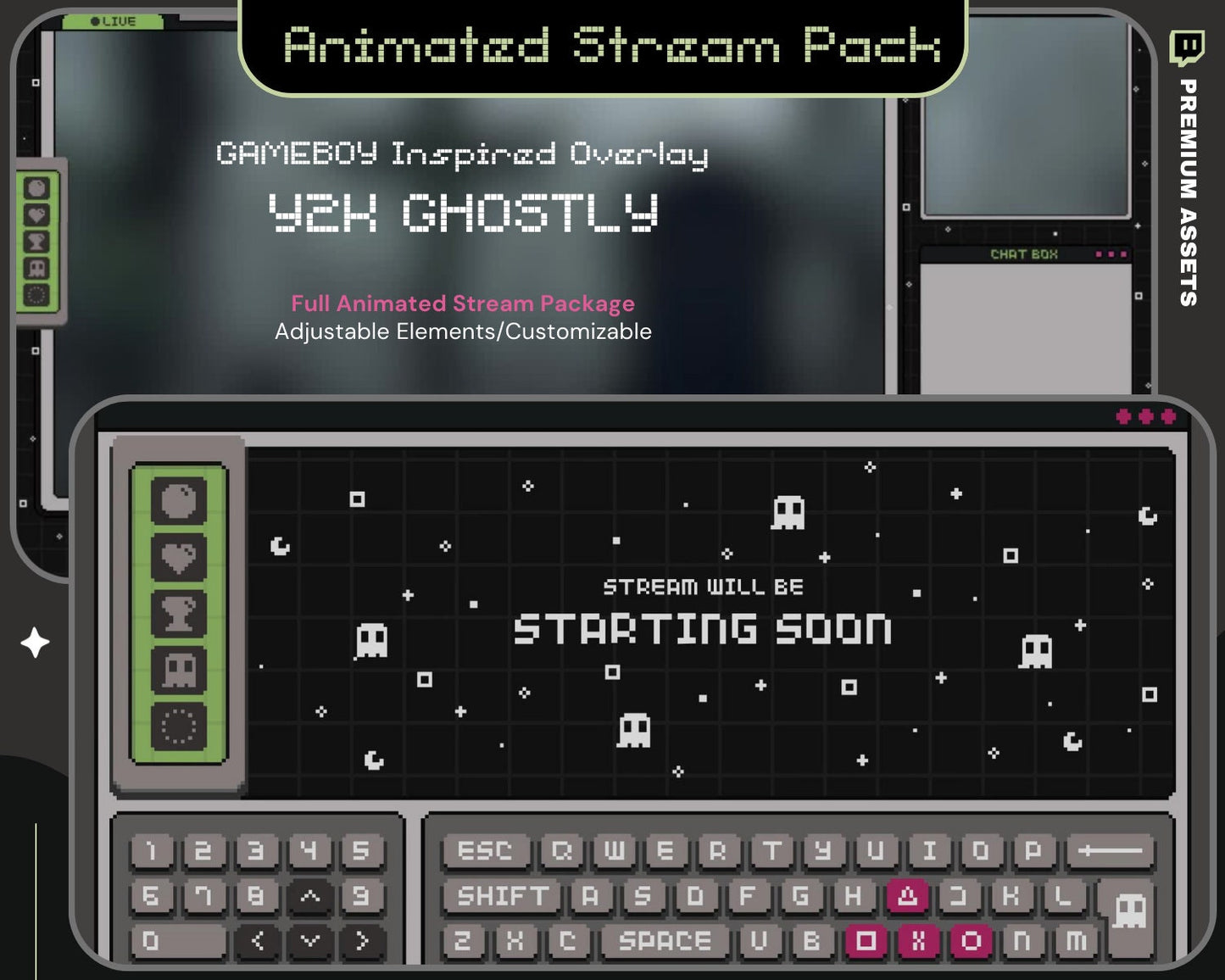 Halloween Ghost Stream Pack: Twitch Y2K Animated Overlay Vtuber Streamer Spooky Kick Youtube Retro