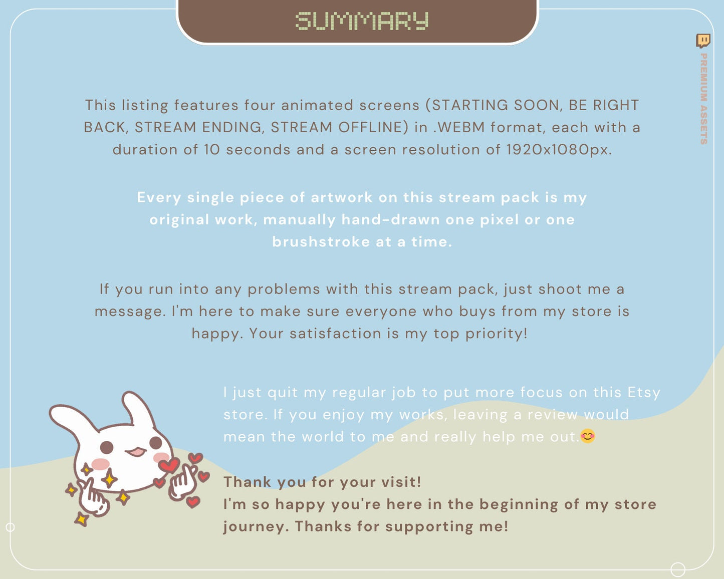 Lofi Farm Twitch Stream Overlay: Animated Cow, Duck, Rabbit (WEBM, PNG)