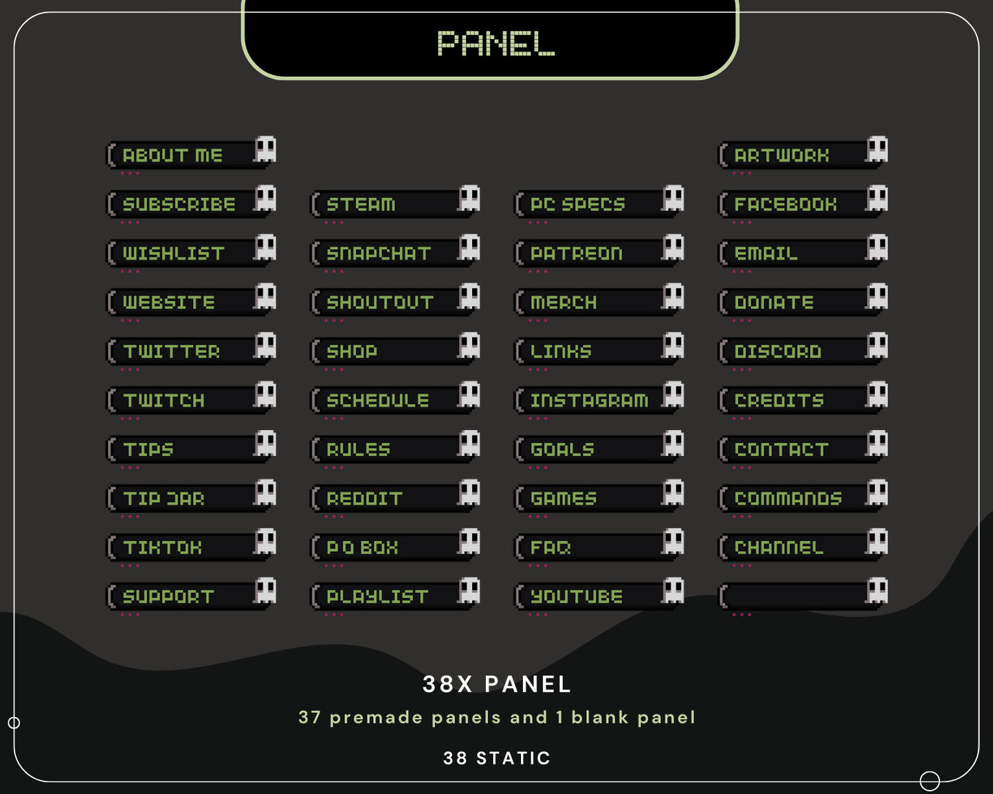 Cute Halloween Twitch Panel Ghost Aesthetic Stream Panels Pixel Art Spooky Cat Bunny Full Stream Package Gaming Just Chatting Vtubber