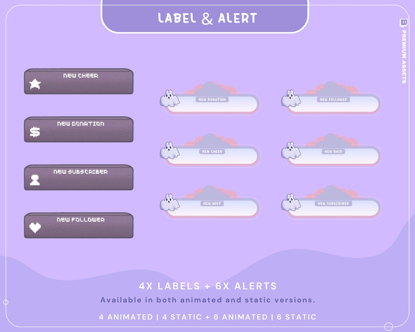 Cozy Twitch Overlay Animation Cute Halloween Bunny Boo Stream Pack Lofi Aesthetic Animated Full Package Purple Blue Pink Rabbit Cat Vtuber