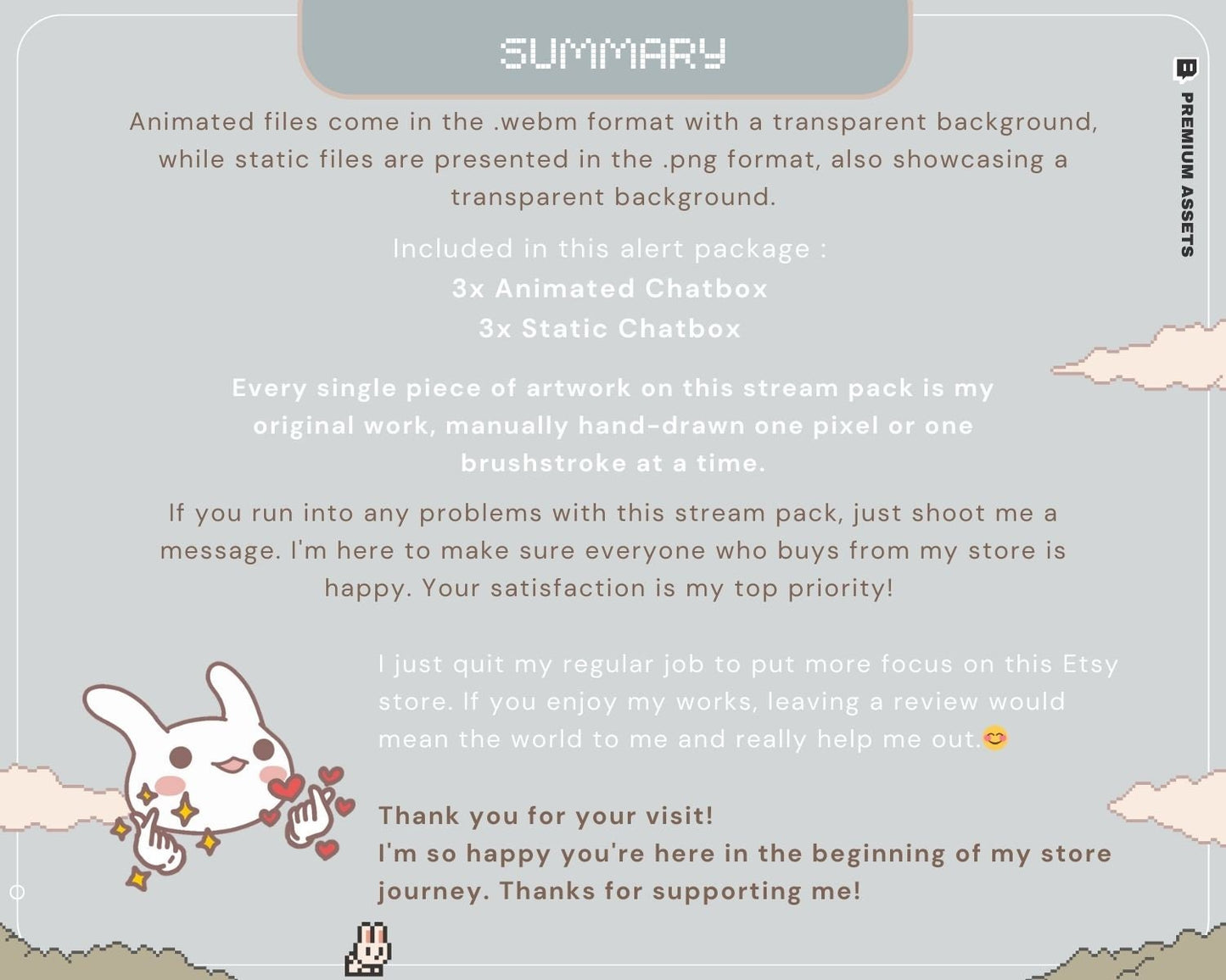 Animated Bunny Chatbox Overlay: Y2K Pixel Stream (Digital Download)