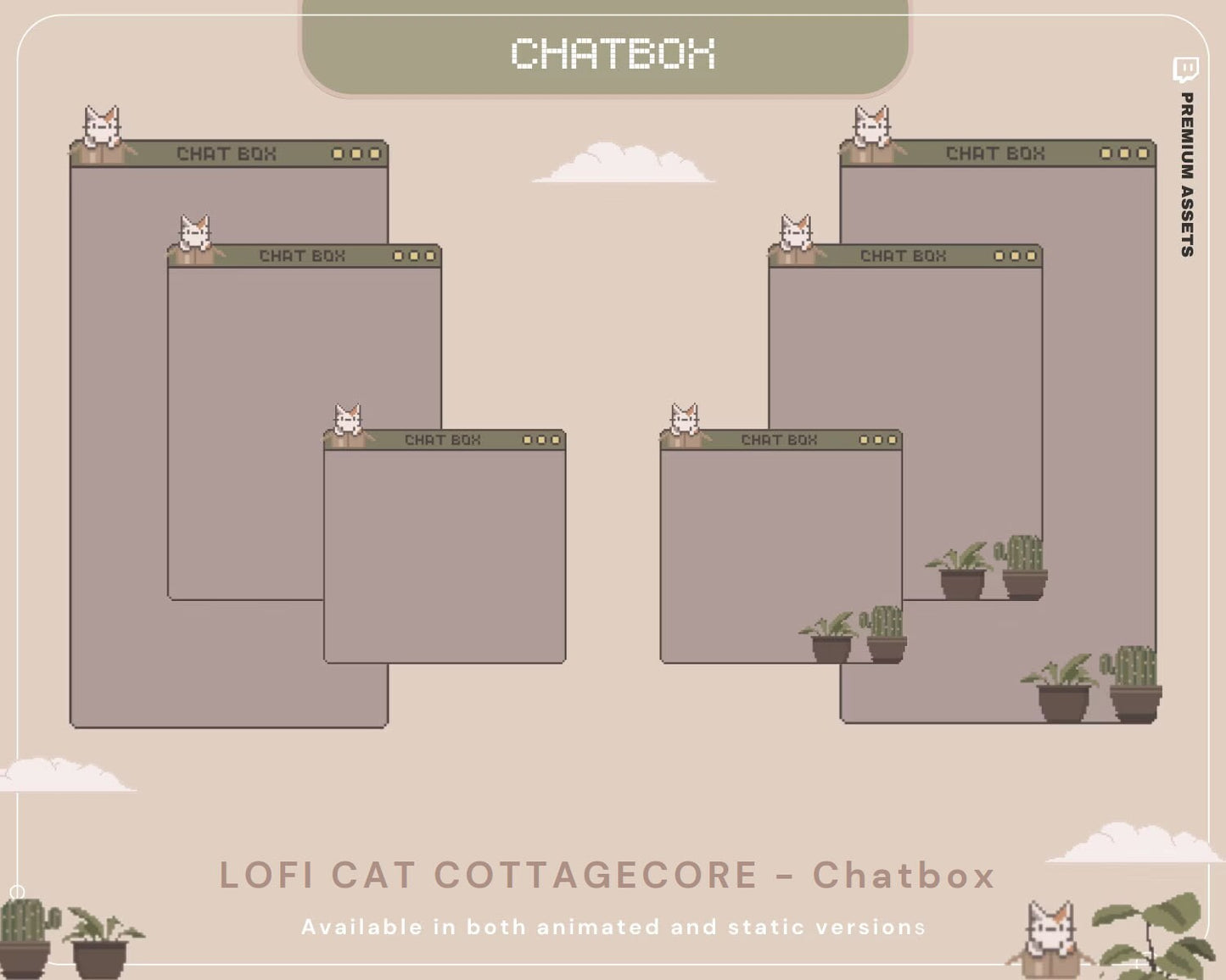 Animated Cat Chatbox Overlay: Lofi Cottagecore Streamer Design (Digital Download)