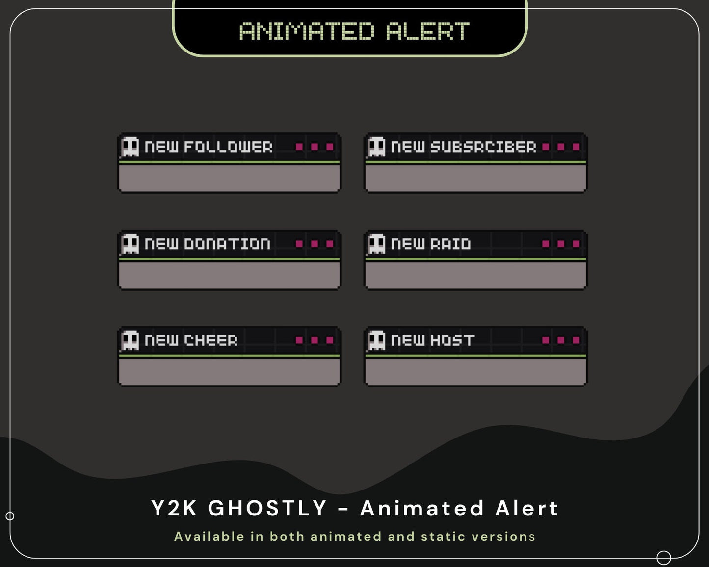 Ghost Halloween Animated Twitch Alerts: Spooky Y2K Stream Overlay (Digital Download)