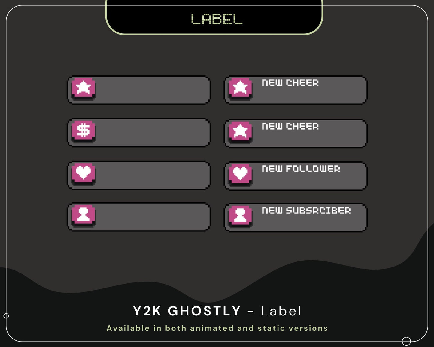 Y2K Ghost Stream Labels: Animated Twitch Overlay (Digital Download)