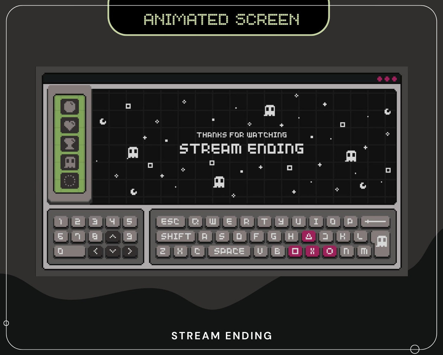 Y2K Ghostly Pixel Twitch Screen Animation: Spooky Stream Overlay (WEBM)