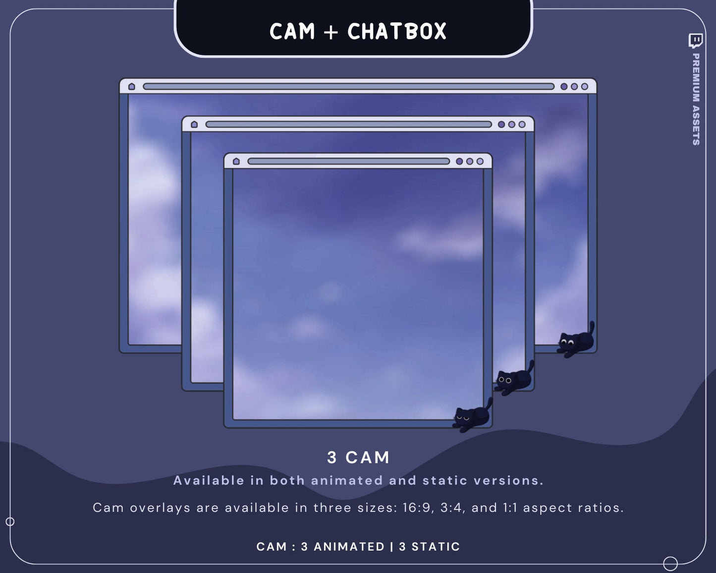 Spooky Cat Cam Overlay: Animated Twitch Stream Frame (Digital Download)
