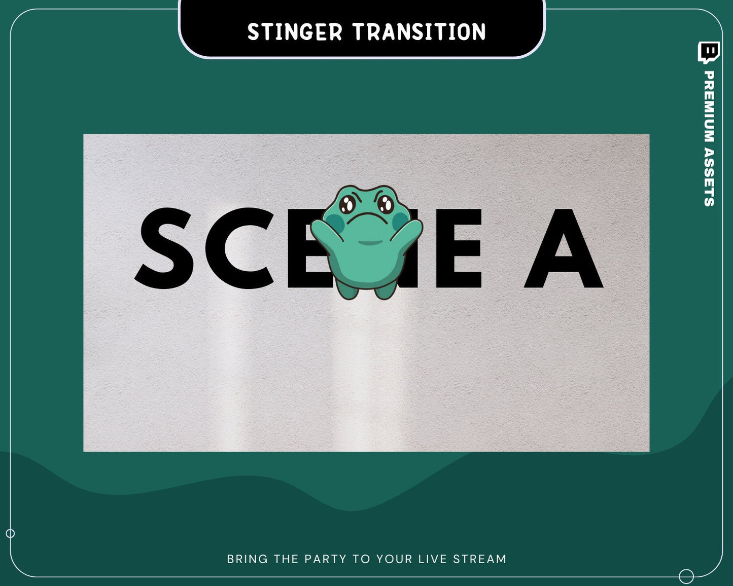 Designed for compatibility with Streamlabs and OBS, our Frog Twitch Stinger Transition is easy to set up and seamlessly integrates into your stream.