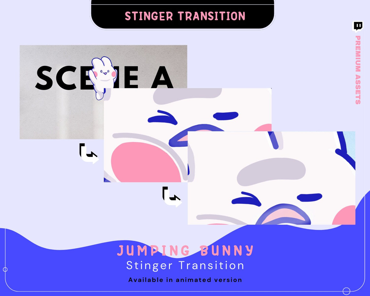 This animated transition is expertly crafted with cute rabbit animations that will captivate your audience during scene switches.