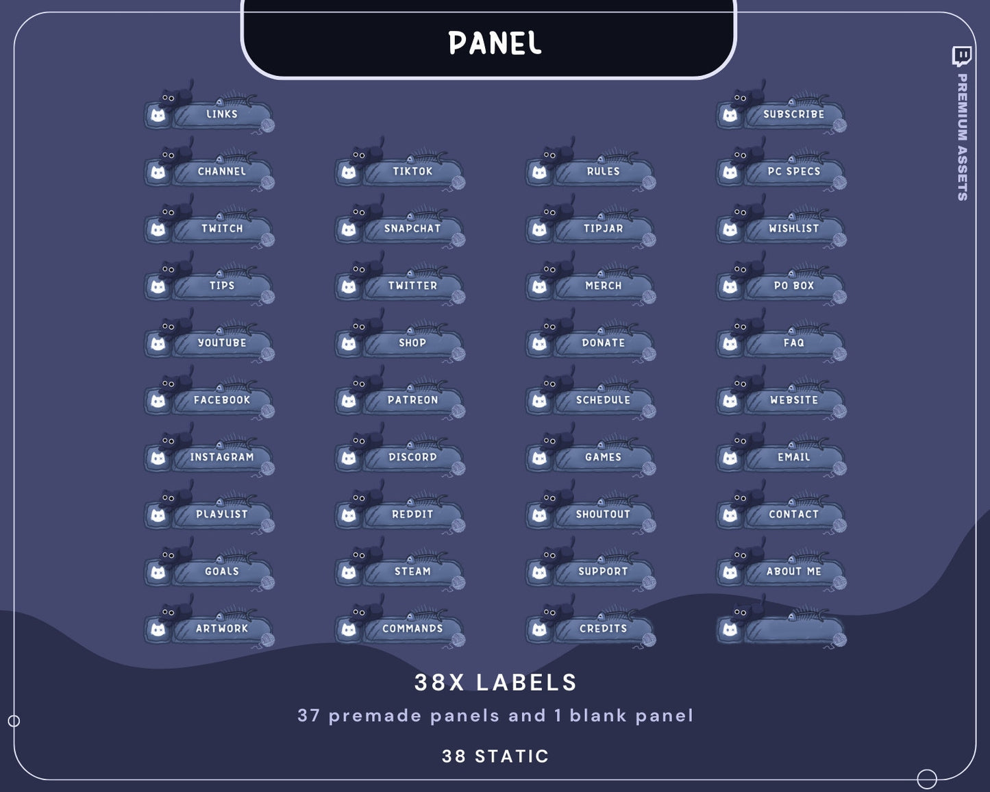 Cat Stream Animation Overlay Kitty Twitch Pack Cute Dark Spooky Animated Full Streaming Package Obs Streamlabs Aesthetic Lofi Vtuber Cozy