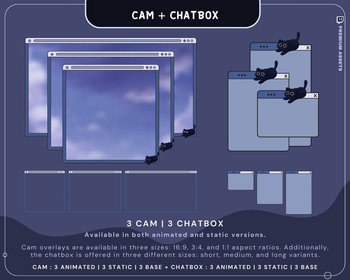 Cat Stream Animation Overlay Kitty Twitch Pack Cute Dark Spooky Animated Full Streaming Package Obs Streamlabs Aesthetic Lofi Vtuber Cozy