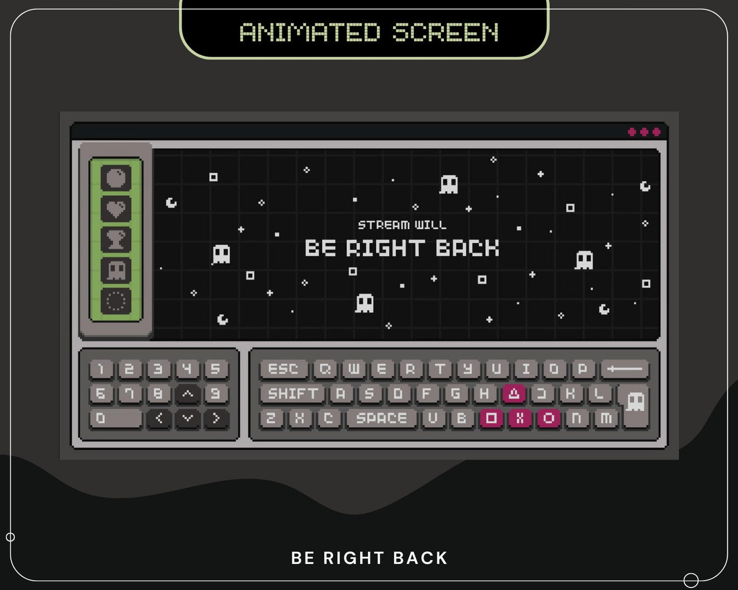Y2K Ghostly Pixel Twitch Screen Animation: Spooky Stream Overlay (WEBM)