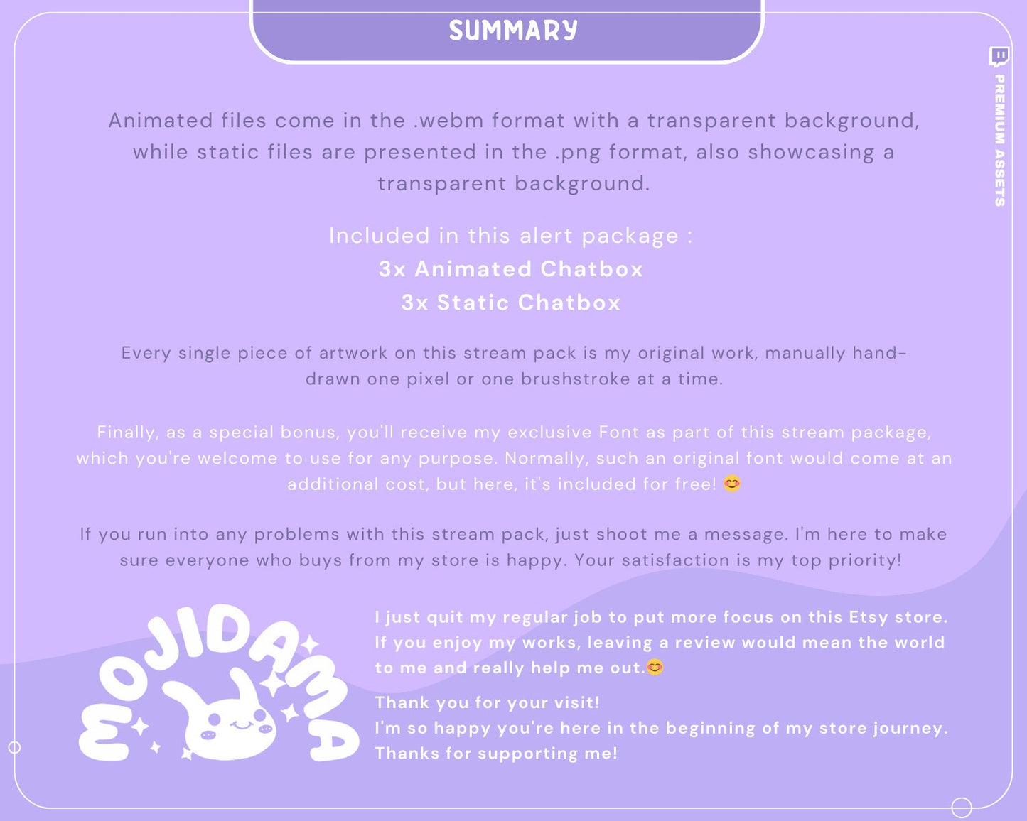 Bunny Boo Animated Chatbox Overlay: Purple Lofi Stream (Digital Download)