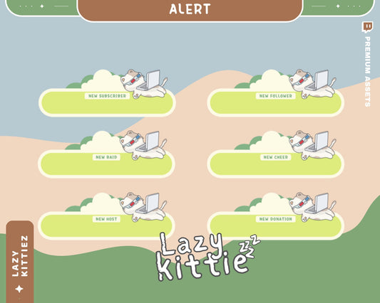 Cat Twitch Stream Alerts: Animated Cozy Kitty Overlay (Digital Download)