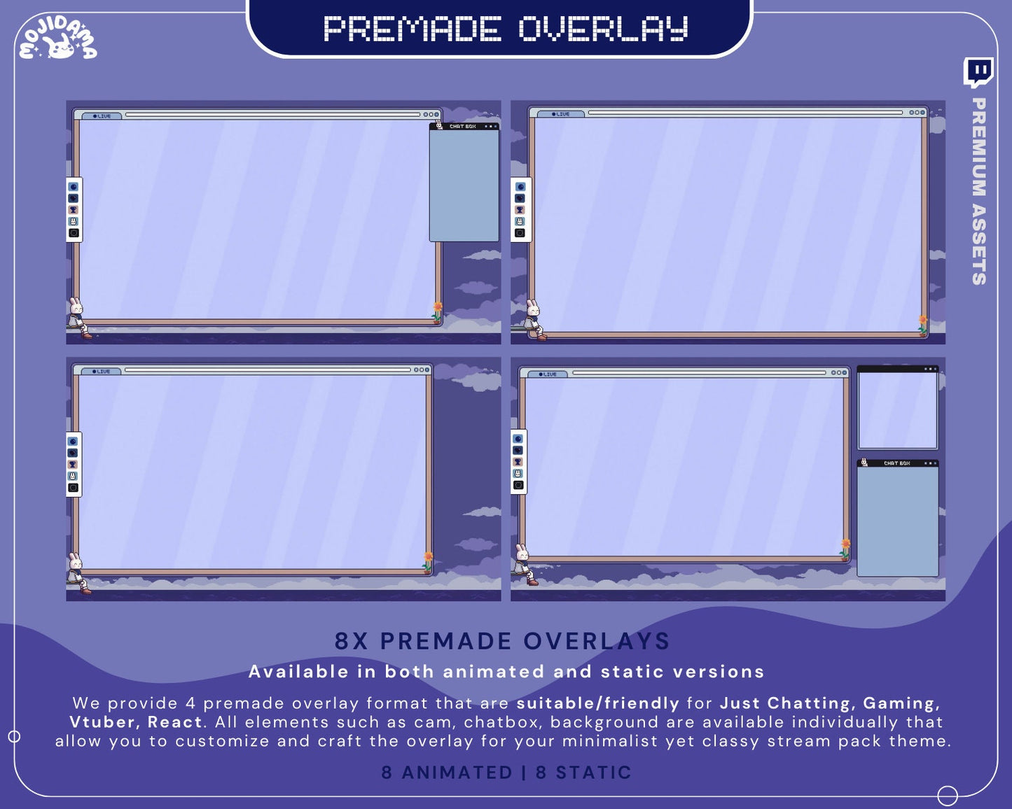 Transform your stream with an enchanting animation overlay to captivate your audience.Dive into the ultimate streaming experience with our full stream package.