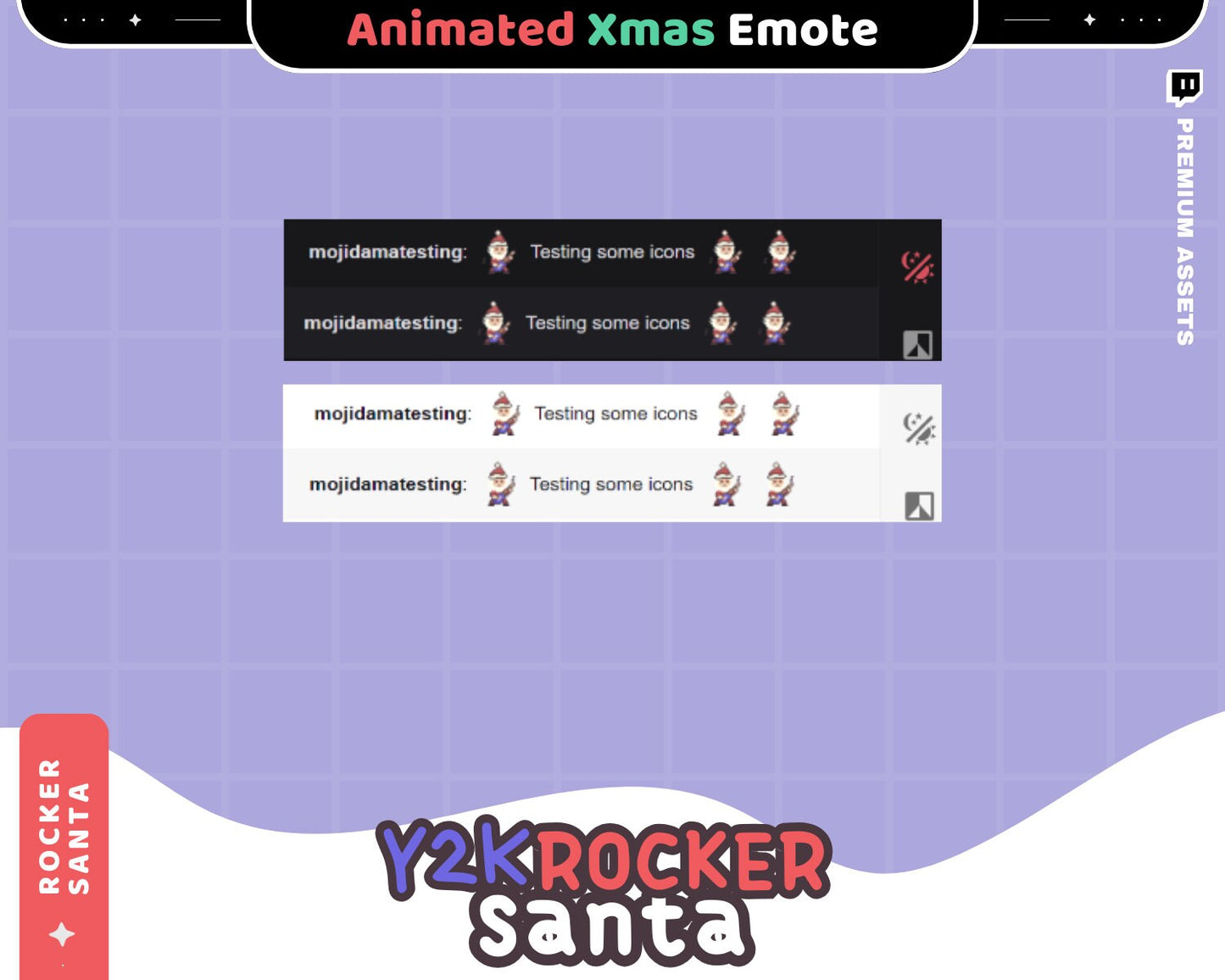 Animated Y2K Rocker Santa Emote: Christmas Stream Asset (GIF)
