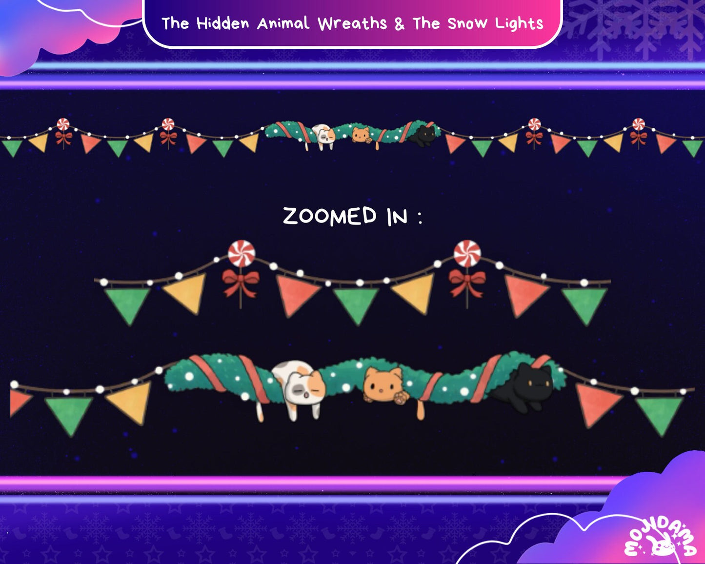 Embrace the festive vibes with Christmas light overlays, effortlessly enhancing the visual appeal of your Twitch stream.