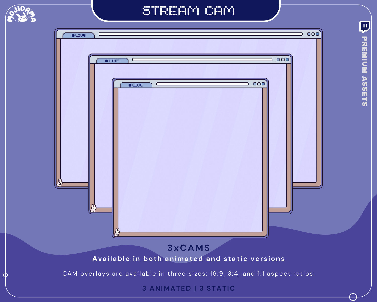 Bunny Cam Stream Animation: Blue Cat Frame Overlay for Twitch, OBS & Streamlabs