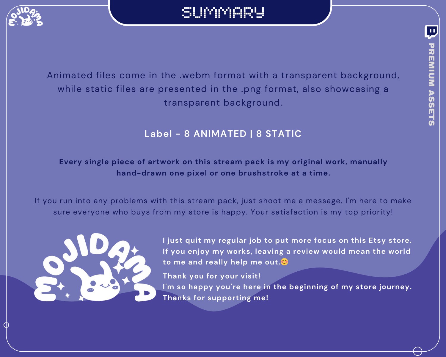 Bunny Twitch Stream Labels: Animated Retro Y2K Design (Digital Download)