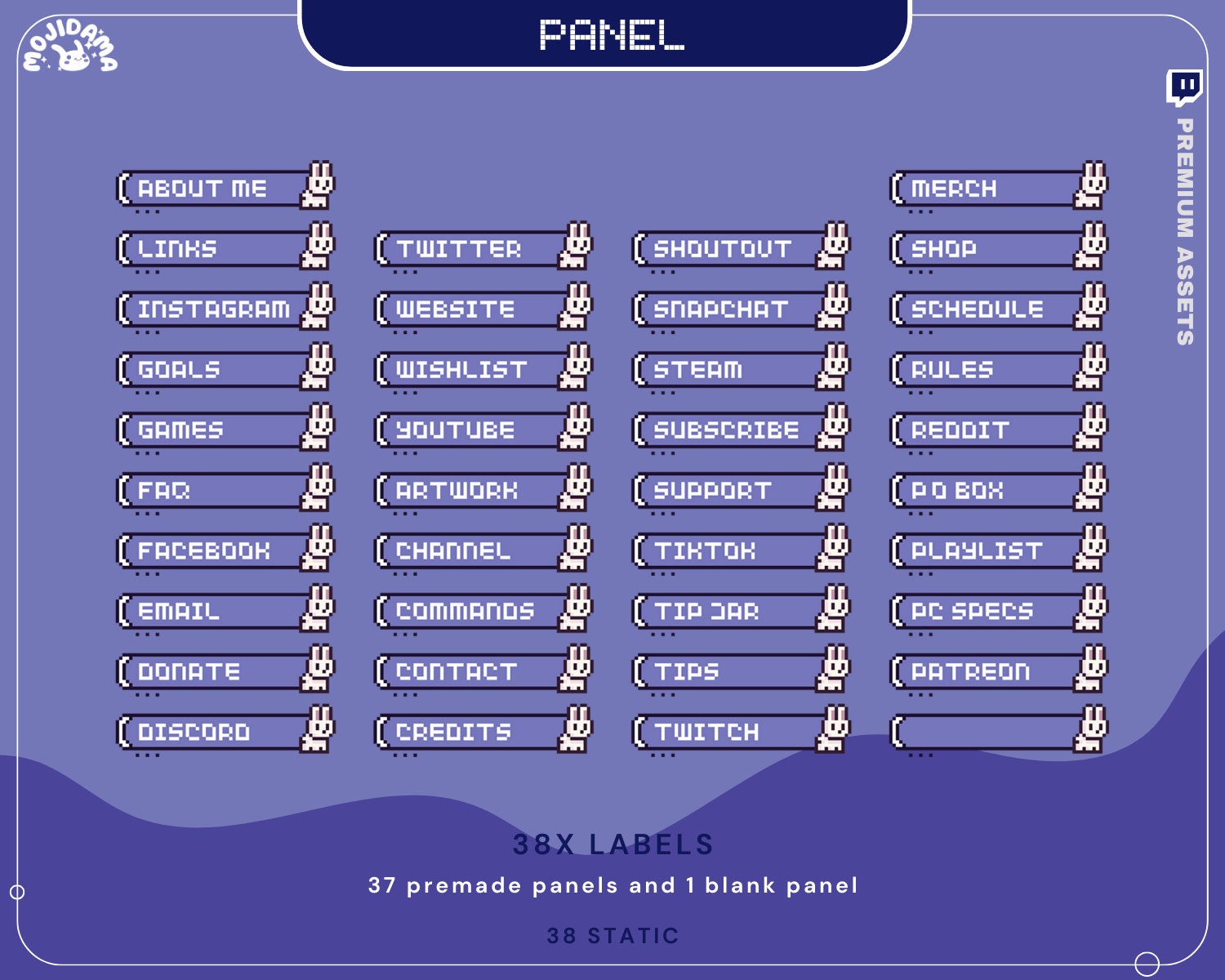 Bunny Twitch Panels: 38 Cozy Stream Overlays (Digital Download)