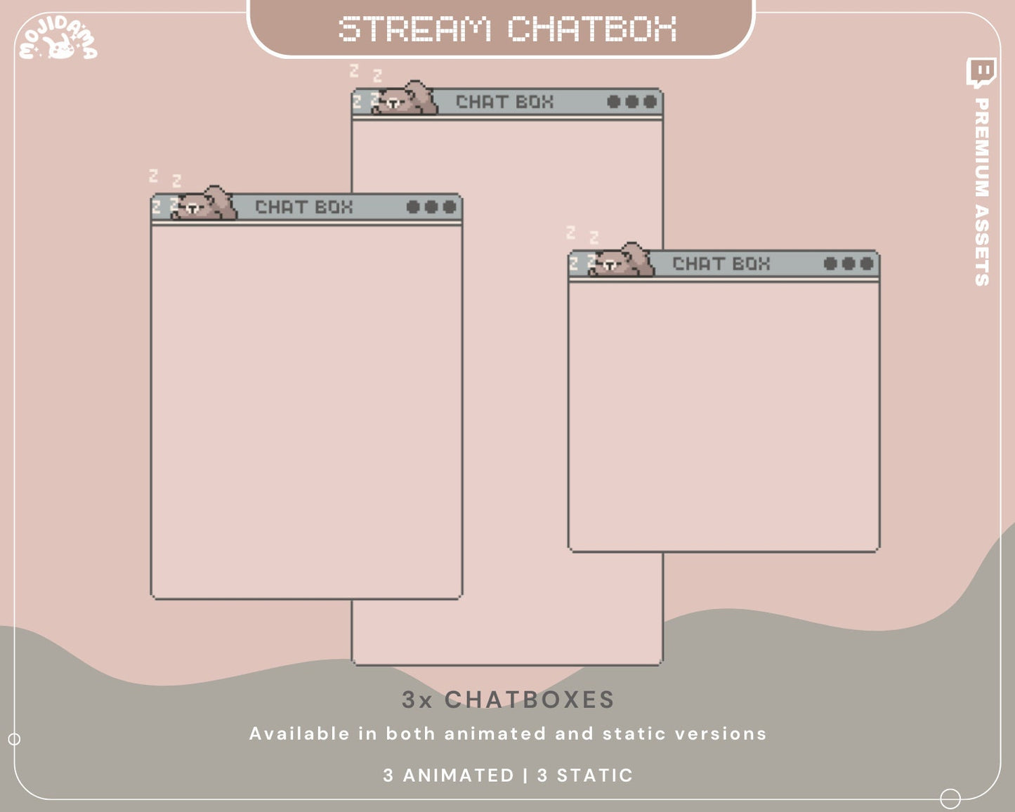Bear Twitch Overlay Animation Cute Lofi Stream Pack Aesthetic Pixel Green Blue Cat Bunny Alert Animated Obs Streamlabs Full Package Vtuber