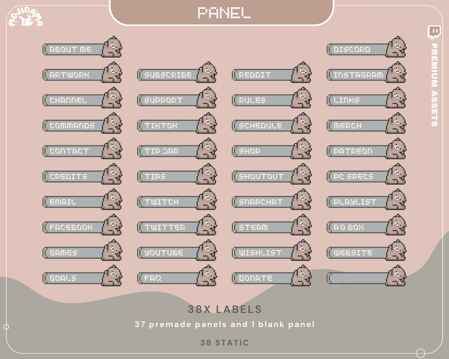 Bear Twitch Overlay Animation Cute Lofi Stream Pack Aesthetic Pixel Green Blue Cat Bunny Alert Animated Obs Streamlabs Full Package Vtuber