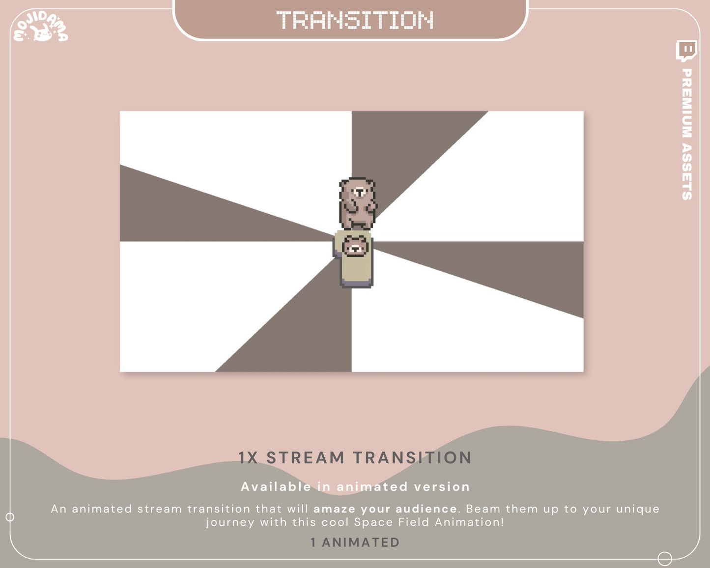 Bear Twitch Overlay Animation Cute Lofi Stream Pack Aesthetic Pixel Green Blue Cat Bunny Alert Animated Obs Streamlabs Full Package Vtuber