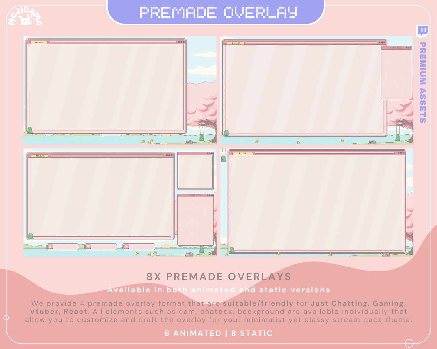 Dive into whimsy with a frog overlay animation, adding a playful and unique touch to your Twitch stream visuals.