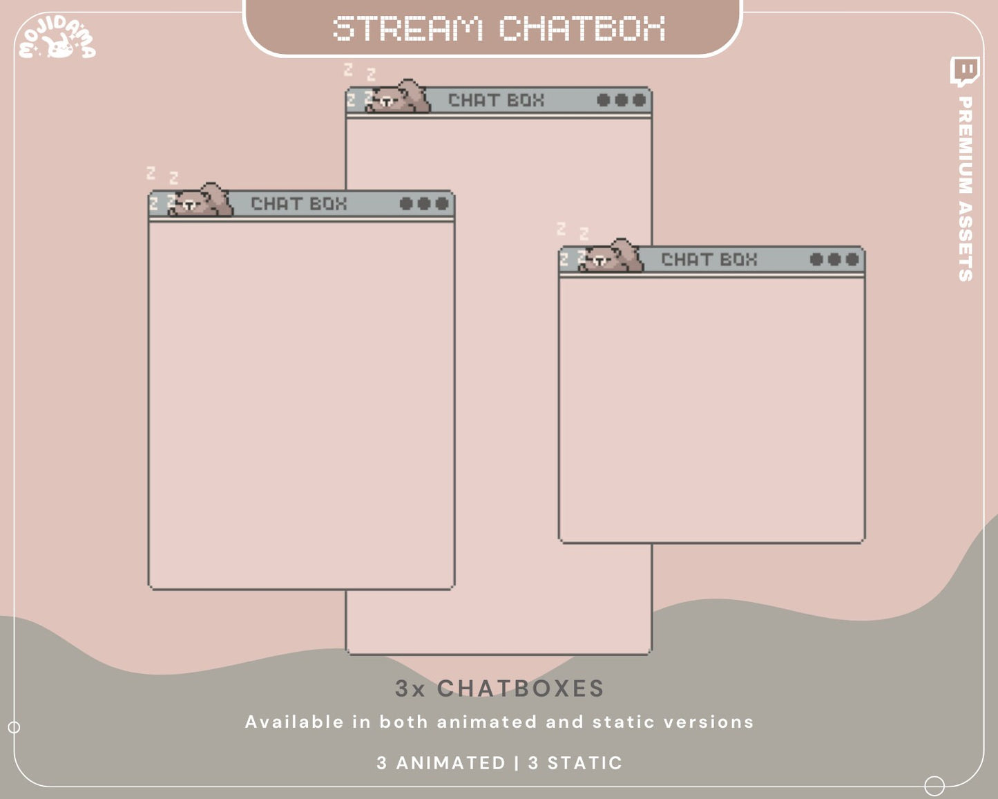 Cute Bear Twitch Chatbox Animation Overlays Animated Chat Obs Streamlabs Studio Stream Lofi Cozy Aesthetic Vtuber Kick Youtube Streaming