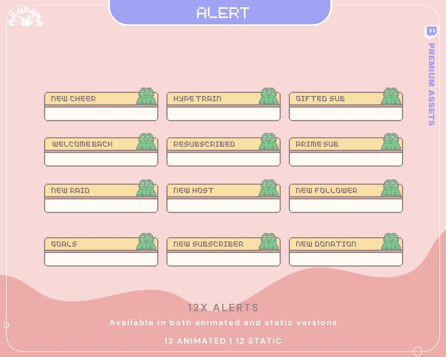 Frog Twitch Stream Alert Overlay: Y2K Pink Animated Kawaii (Digital Download)