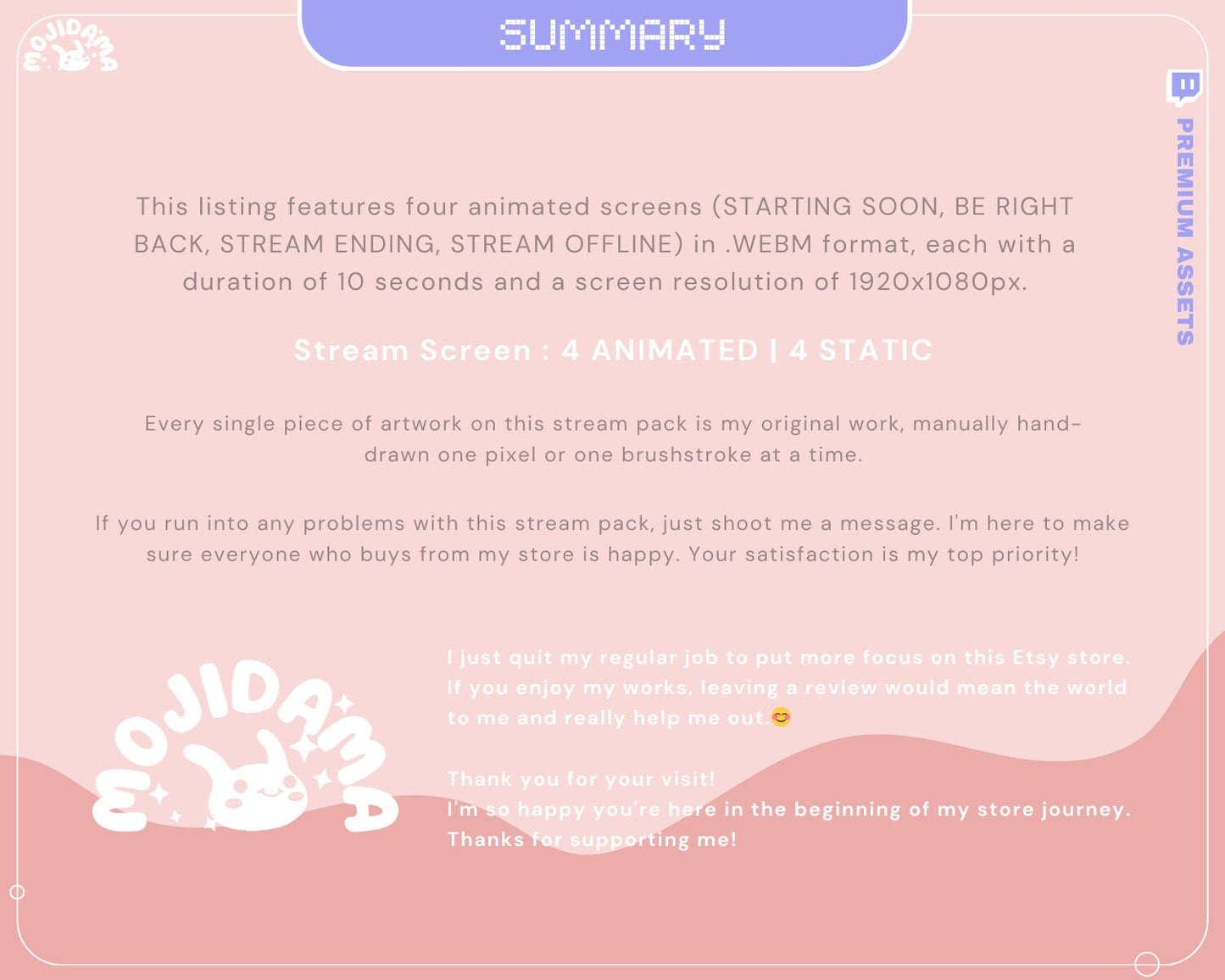 Pink Sakura Y2K Lofi Animated Stream Screens (4x .WEBM)