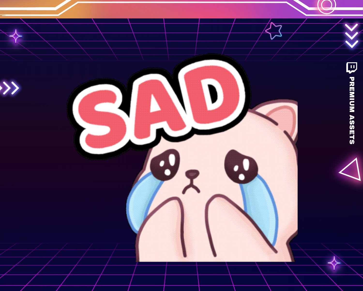 Cat Emotes Stream Animation: Sad Cute Kitty Animated Emotes for Twitch, YouTube, Kick & Discord