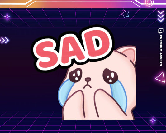 Cat Emotes Stream Animation: Sad Cute Kitty Animated Emotes for Twitch, YouTube, Kick & Discord