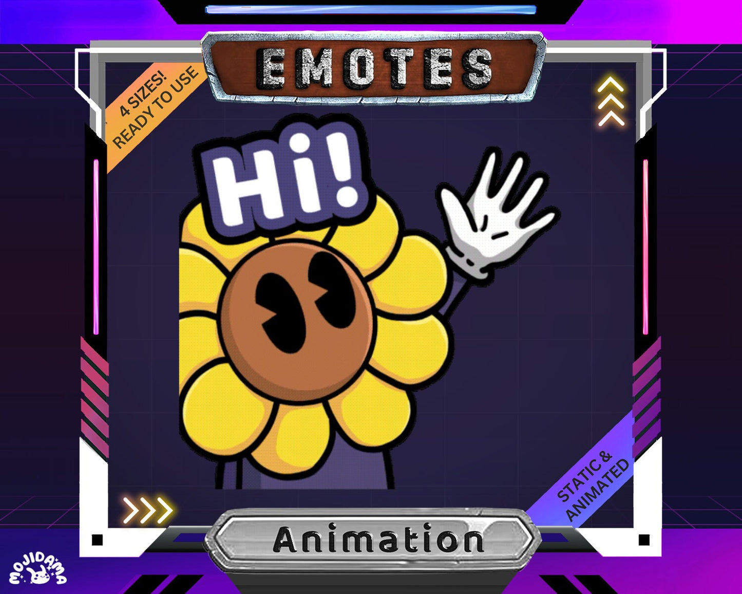 Flower Emotes Stream Animation: Cute Rose Lily Cat Animated Emotes for Twitch, YouTube, Kick & Discord