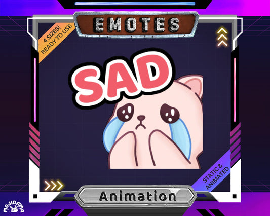 Cat Emotes Stream Animation: Sad Cute Kitty Animated Emotes for Twitch, YouTube, Kick & Discord