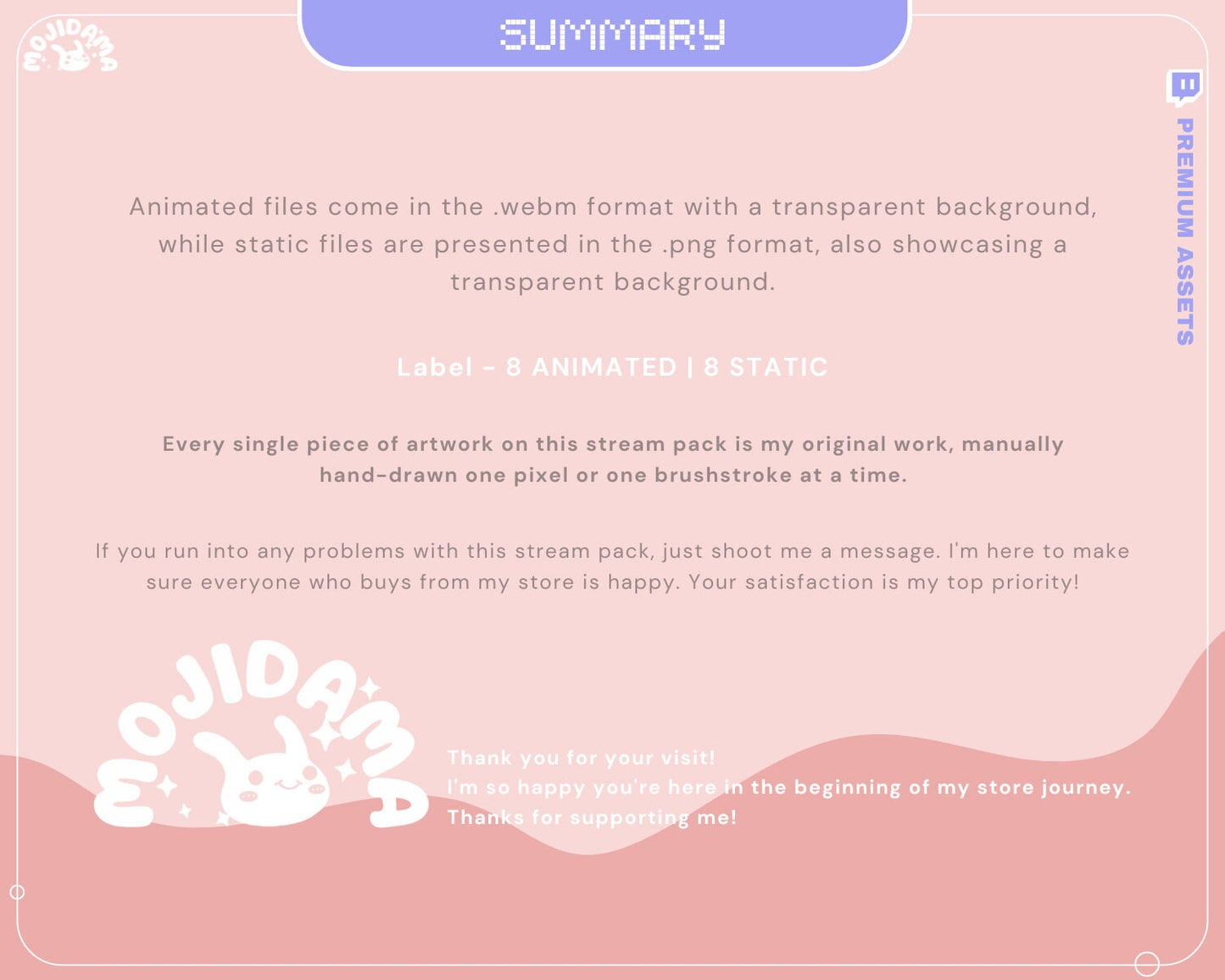 Pink Y2K Lofi Animated Stream Labels: Overlay For Livestream Streamer Twitch Kick Youtube Discord