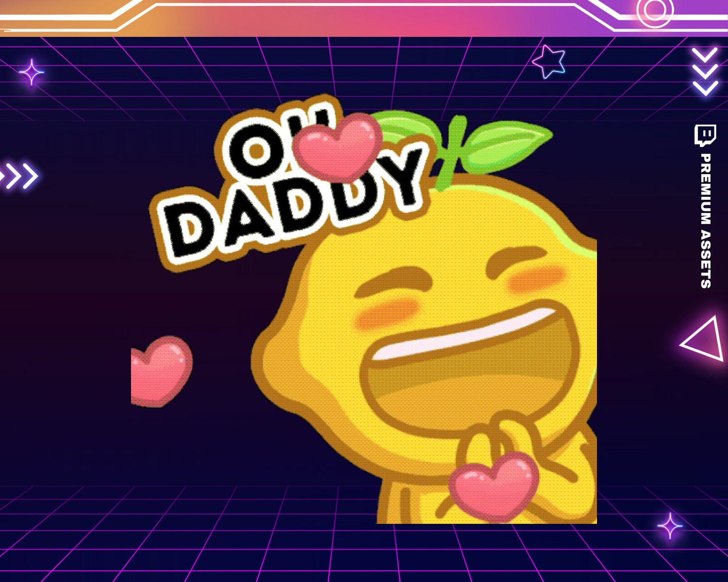 Daddy Cute Twitch Emotes Animation Cat Lemon Fruit Yellow Funny Dancing Animated Stream Emote Streaming Vtubber Youtube Kick Streamlabs Obs