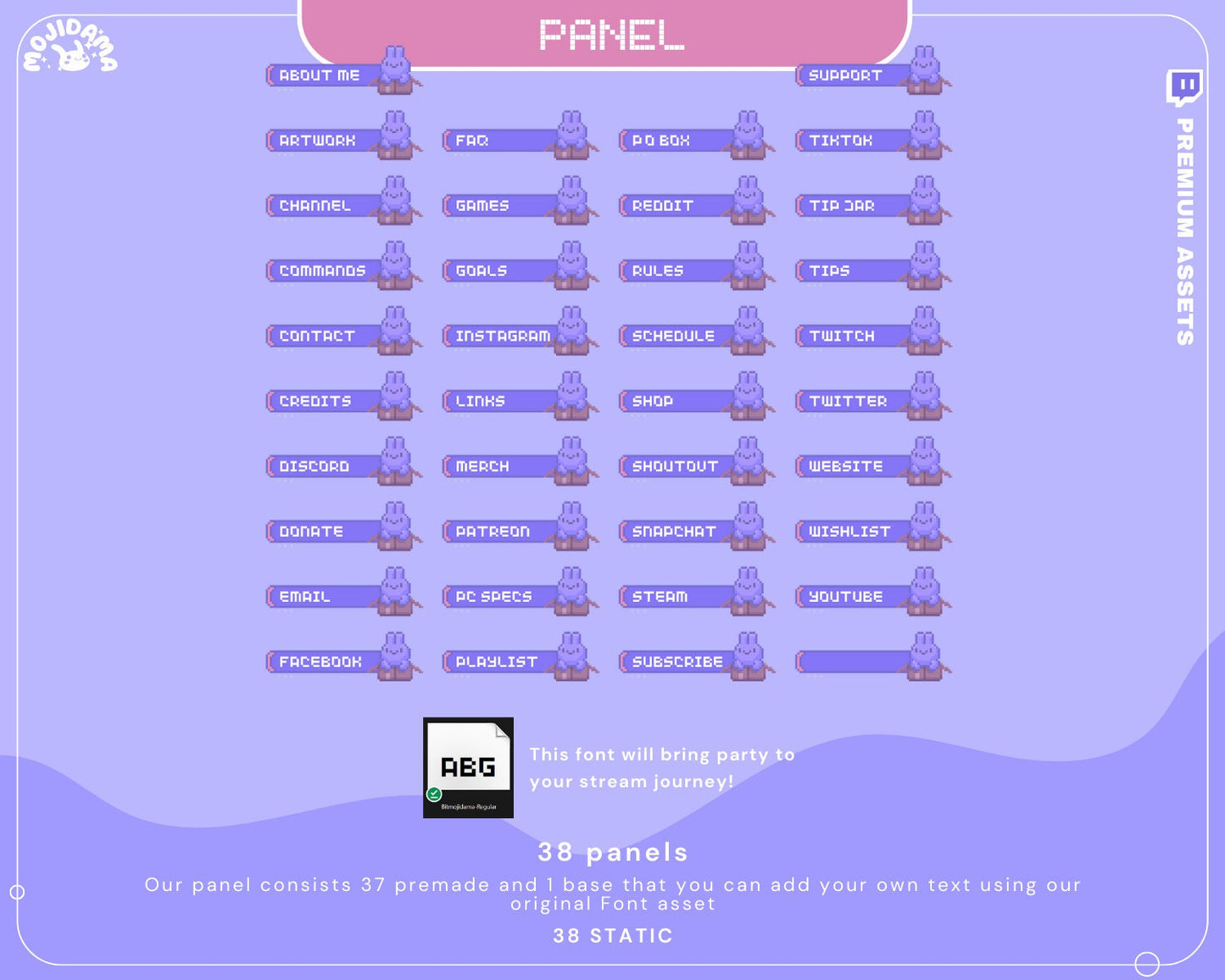 Transform your Twitch channel with a lofi-themed overlay for a cozy and relaxed vibe. We provided 38 panels that you can use for your livestream