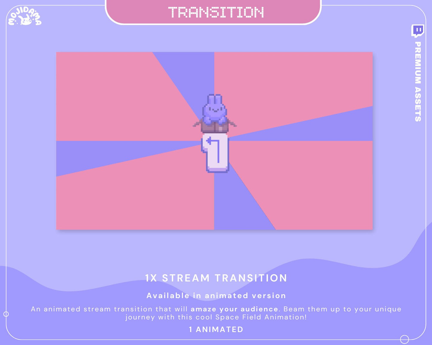 Create a welcoming atmosphere for your viewers with our cozy stream pack, perfect for a homey feel, including this cute bunny twitch stinger transition