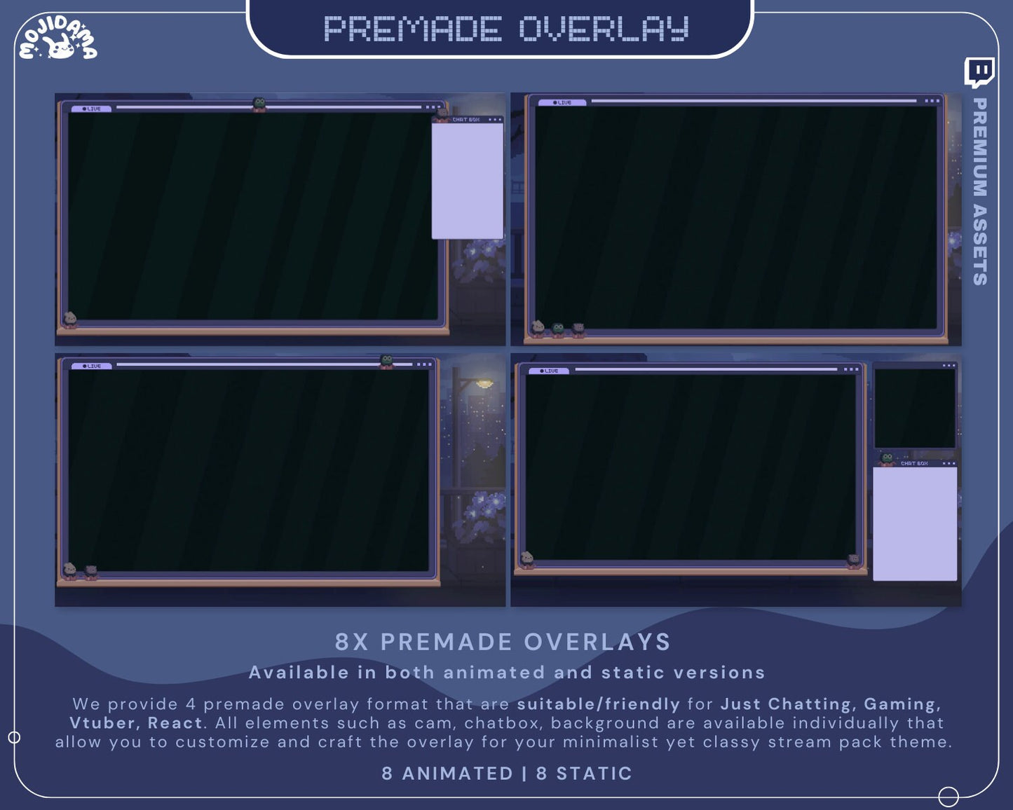 Halloween Ghost Twitch Overlay Stream Pack: Animated Bunny Bear Frog Vtuber Kick Youtube