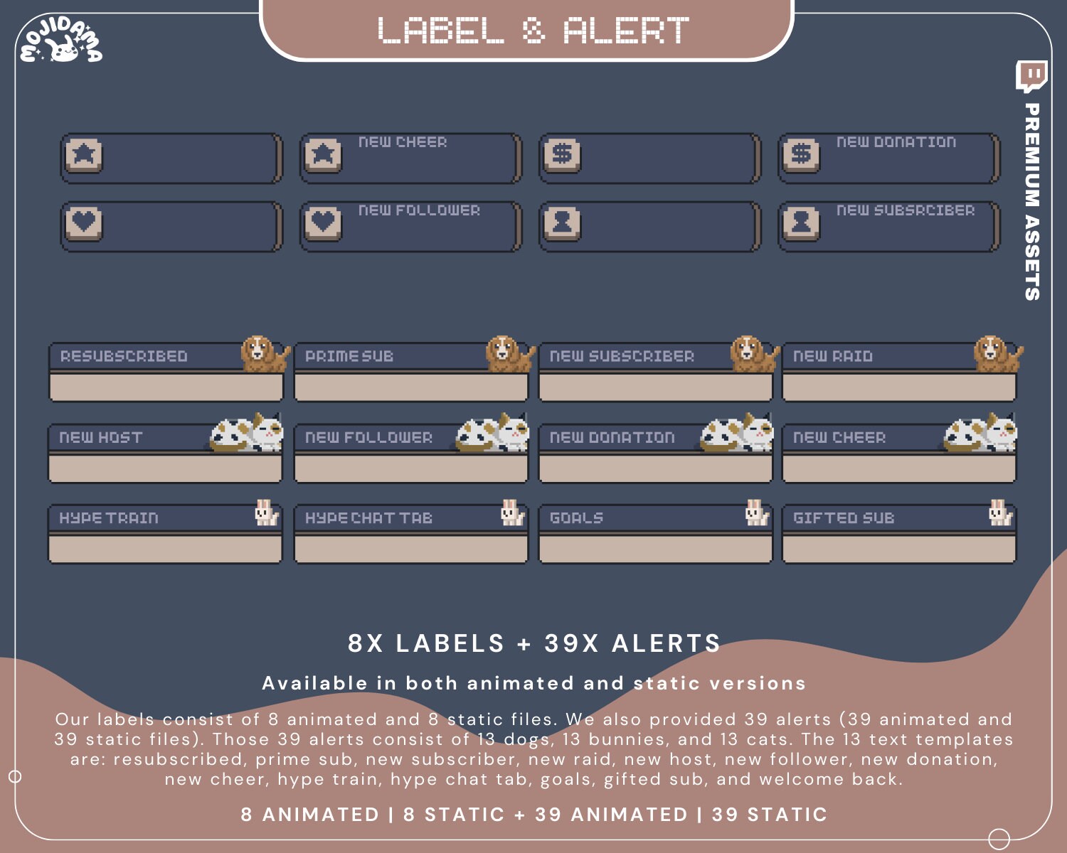 Add a whimsical flair to your Twitch channel with a bunny animation overlay with our various twitch Alerts