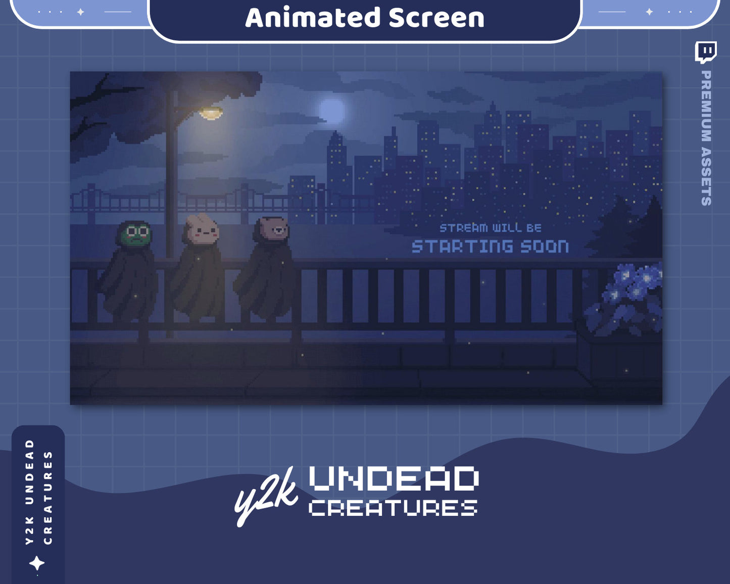 Ghost Twitch Screen Animation Overlay Bunny Frog Bear Lofi Stream Aesthetic Scene Animated Overlay Streamer Just Chatting Vtuber