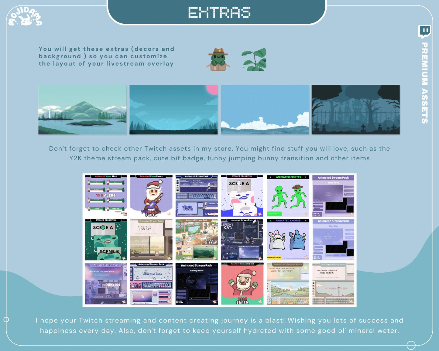 Full Stream Package Animation Frog Green Twitch Animated Overlay Lofi Aesthetic Cozy Cat Bunny Cute Blue Vtuber Bundle Obs Streamlabs Live