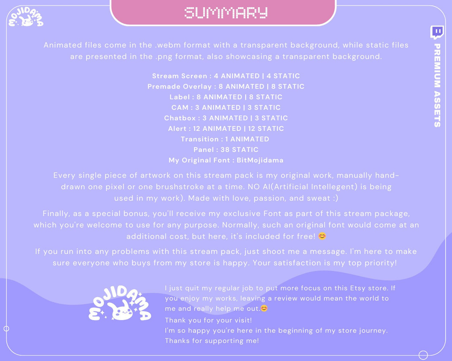 Y2K Cozy Bunny Animated Stream Pack: Purple Pink Twitch Overlay