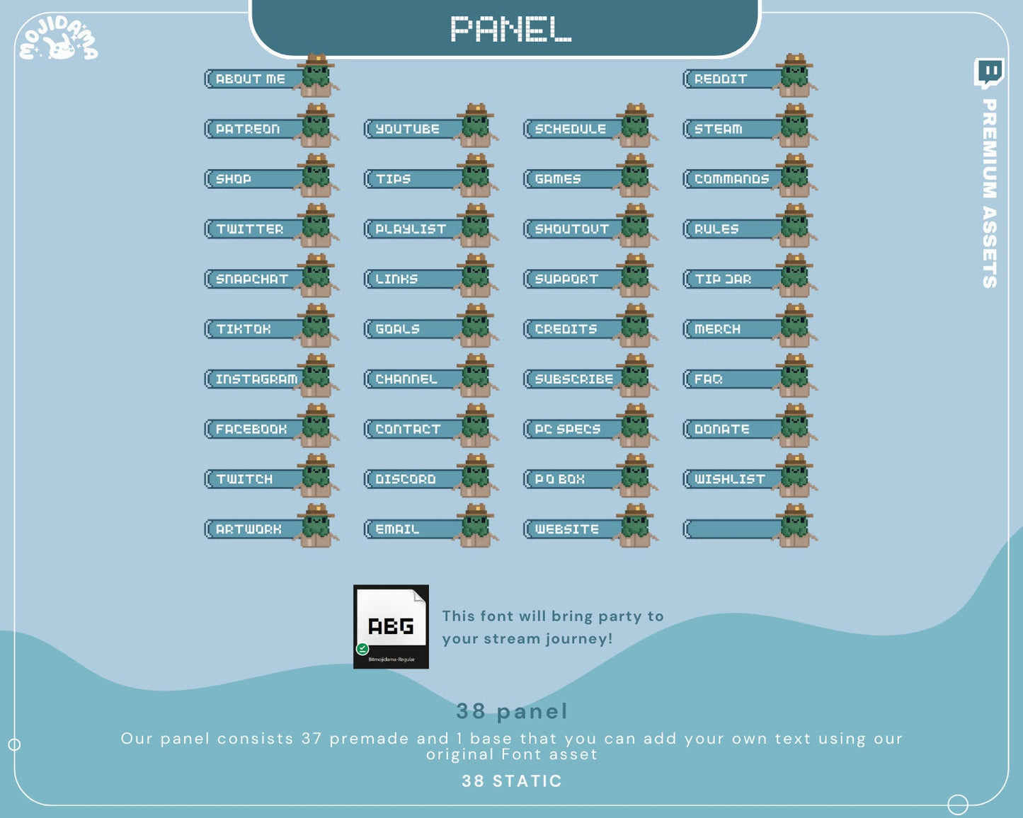 Cute Twitch Panel Frog Lake Sea Ocean Blue Green Aesthetic Panels Lofi Cat Stream Pixel Just Chatting Vtubber Streaming Kick Streamer Retro