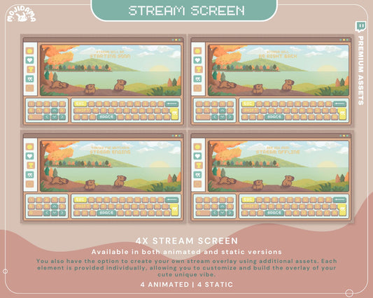 Enhance your streaming setup with our Full Package, featuring cute Capybara animations and overlays.